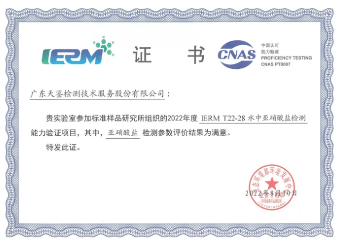Our company participated in the capability verification project organized by 